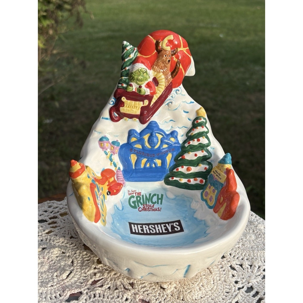 Hershey's Dr. Seuss How The Grinch Stole Christmas Collectible Candy Dish 2000☃️